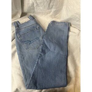 American Eagle Women's Mom Jeans Size 2 Regular High Rise Light Blue Stretch 2R